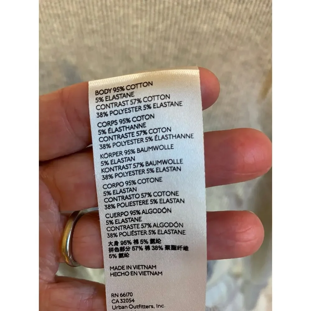 Free People Top Turtleneck Gray Longsleeve Button Cuff Detail Cotton Med - Picture 10 of 11